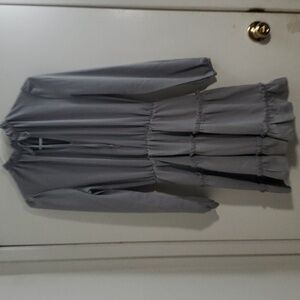 Summer chiffon mini ruffle dress long sleeves gray small